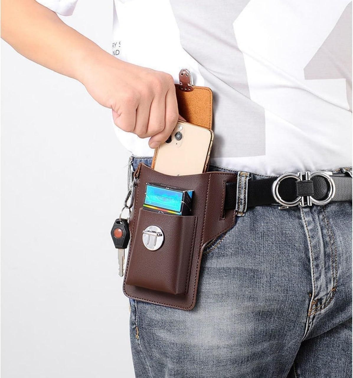 Multipurpose PU Leather Mobile Pouch with Belt Loop c5fu54-ny