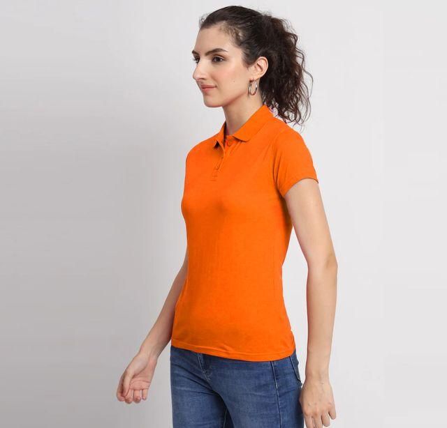 Ketex Orange Cotton Blend Polo Neck Tshirt c5fu54-ny