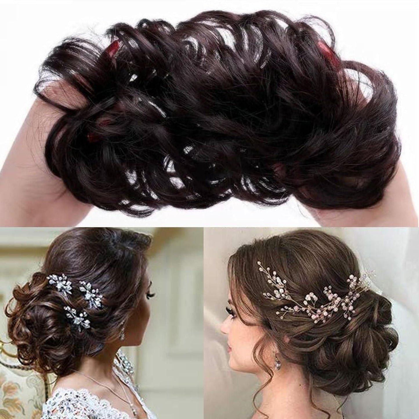 Elastic Artificial Hair Bun Brown & Black (Pack of 2) c5fu54-ny