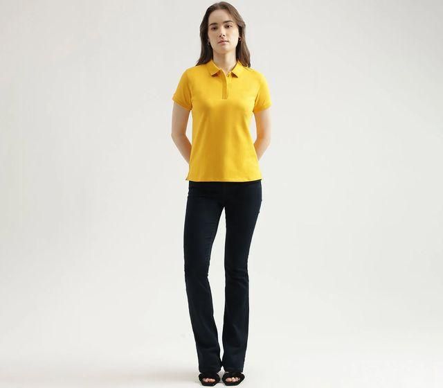 Ketex Yellow Cotton Blend Polo Neck Tshirt c5fu54-ny