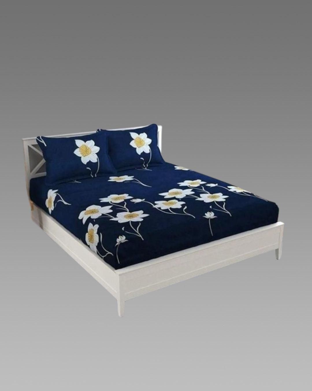 Snooze Glace Cotton Elastic Fitted Queen Size Double Bedsheets ( Pack of 1 ) c5fu54-ny