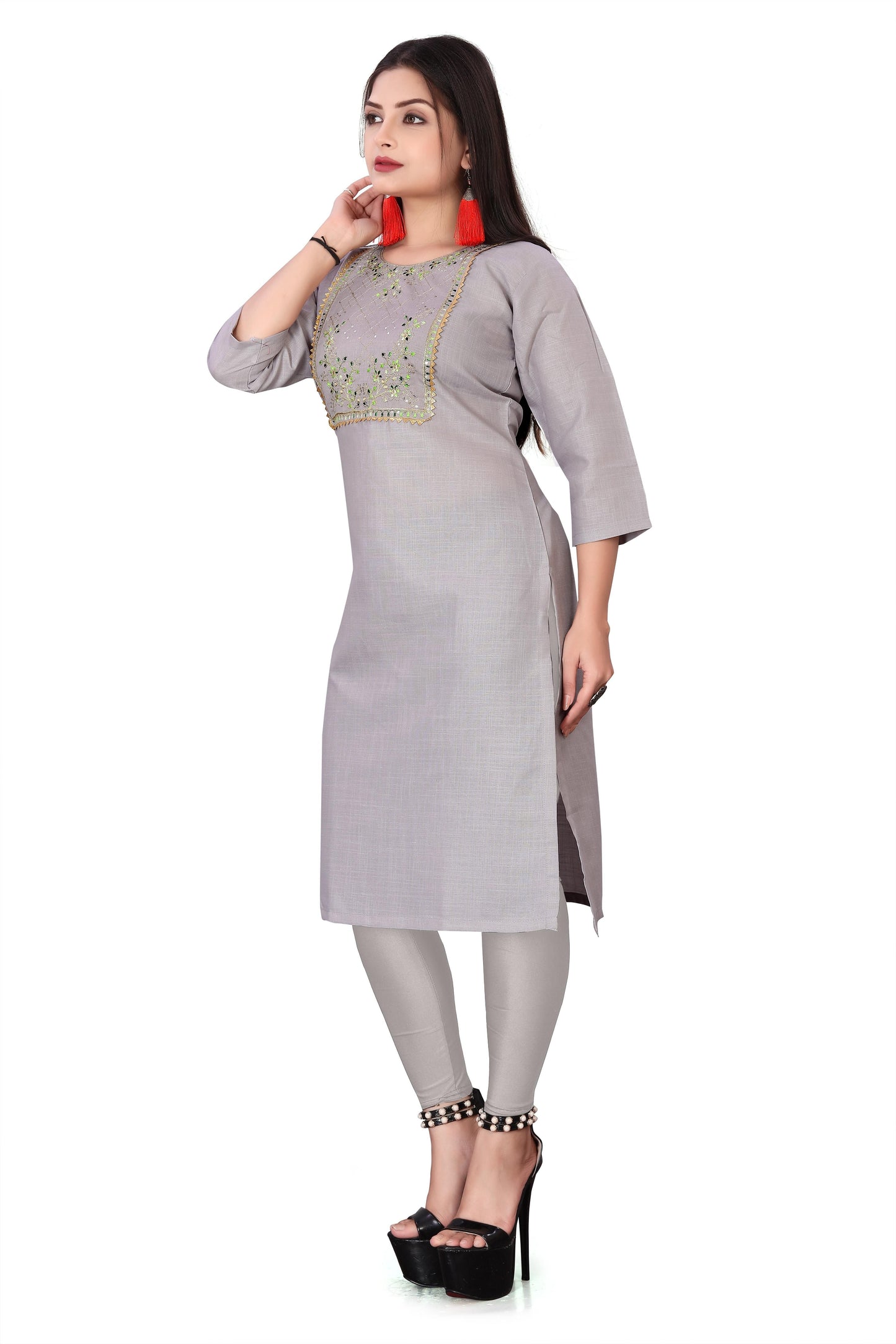 Women's Embroidery Cotton Slub Kurti c5fu54-ny
