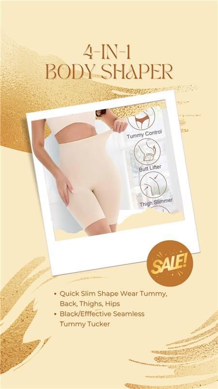 BD 4-in-1 Shaper - Quick Slim Shape Wear Tummy, Back, Thighs, Hips - Black/Efffective Seamless Tummy Tucker c5fu54-ny