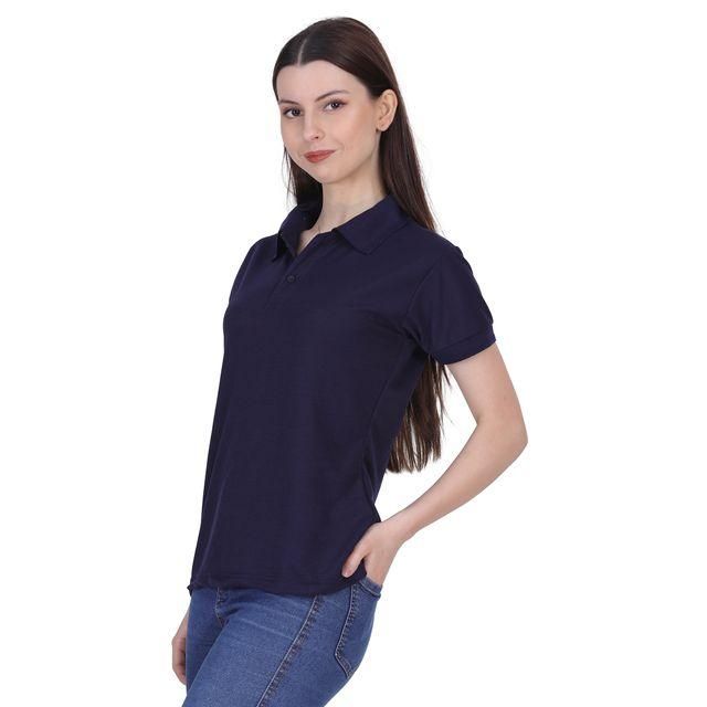 Ketex Navy Blue Cotton Blend Polo Neck Tshirt c5fu54-ny