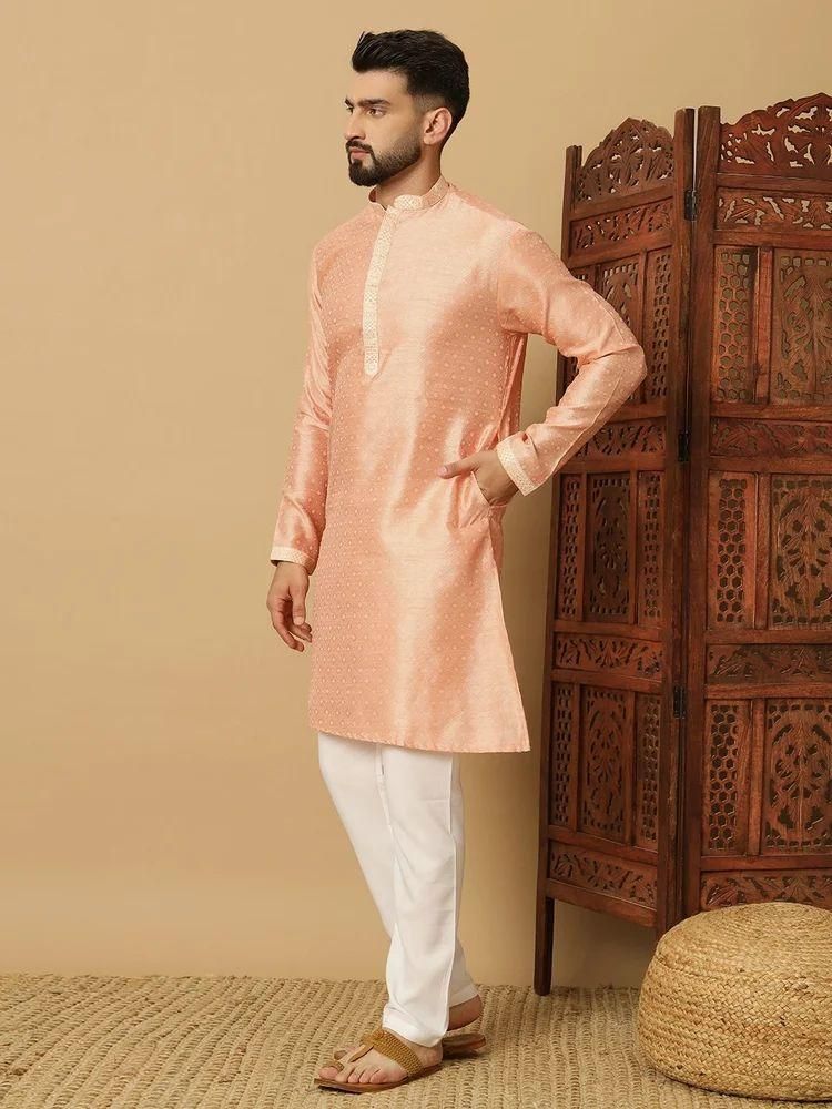 Men's Jacquard Solid Kurta Pyajama Set c5fu54-ny