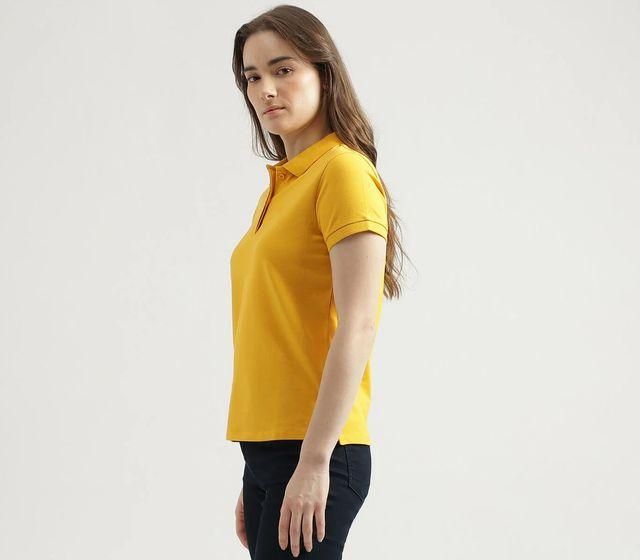 Ketex Yellow Cotton Blend Polo Neck Tshirt c5fu54-ny