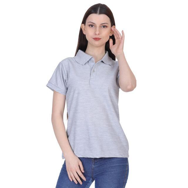 Ketex Grey Cotton Blend Polo Neck Tshirt c5fu54-ny