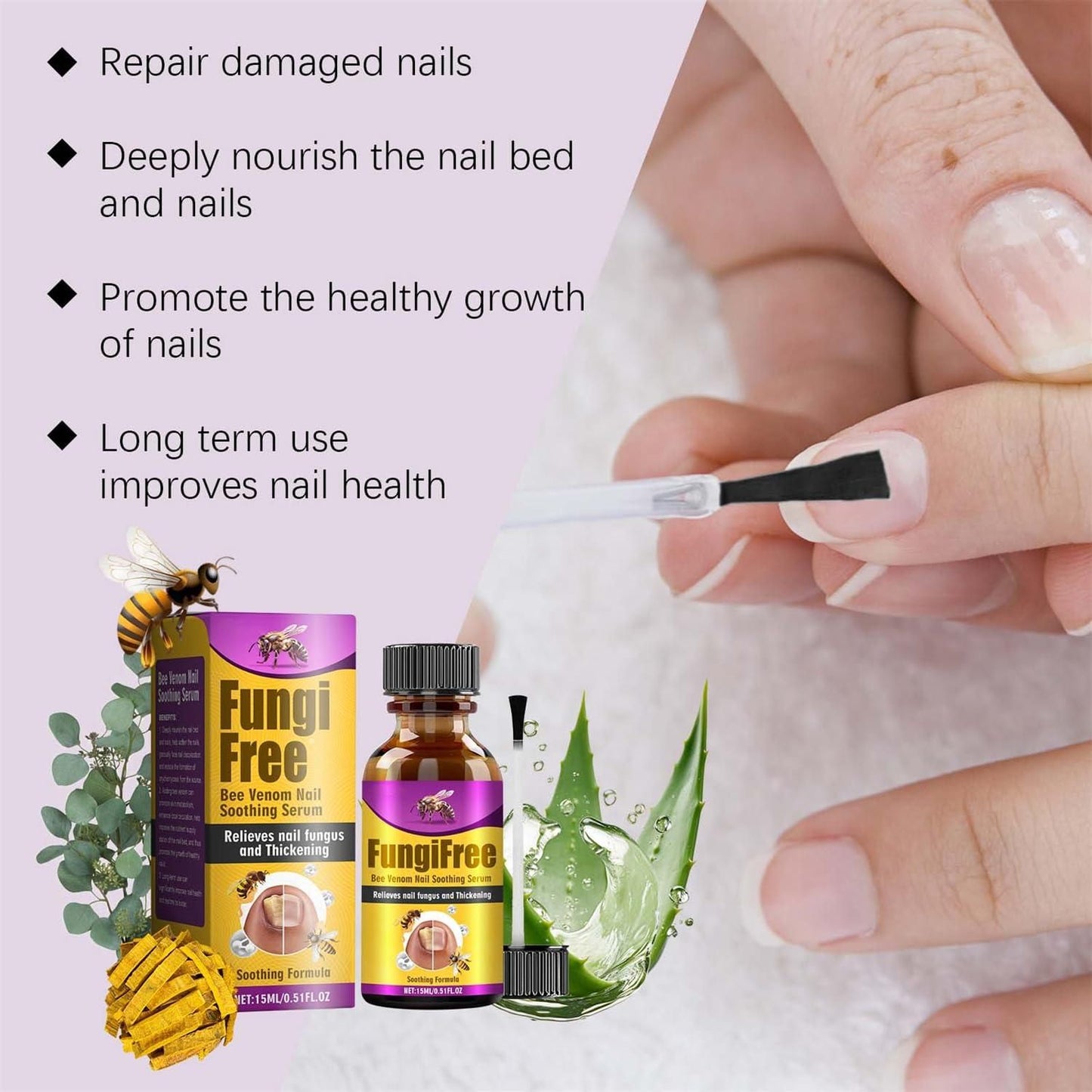 Fungi Free Bee Venom Nail Treatment Solution Serum (15ml) c5fu54-ny