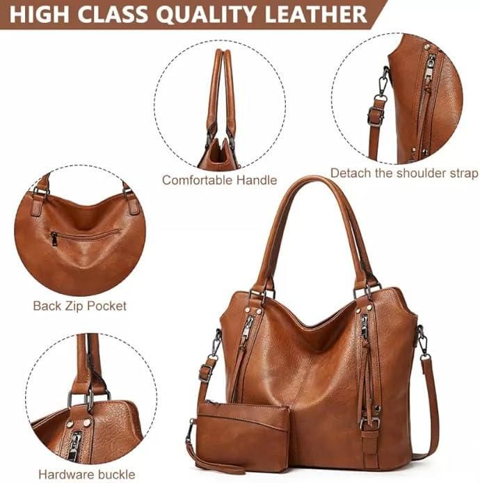 Tote Bags For Women PU Leather Hobo Bags for Women Purse Stylish 2 in 1 Handbags with Shoulder Strap Ladies Office Bag c5fu54-ny