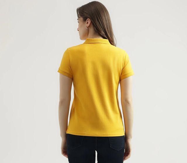 Ketex Yellow Cotton Blend Polo Neck Tshirt c5fu54-ny