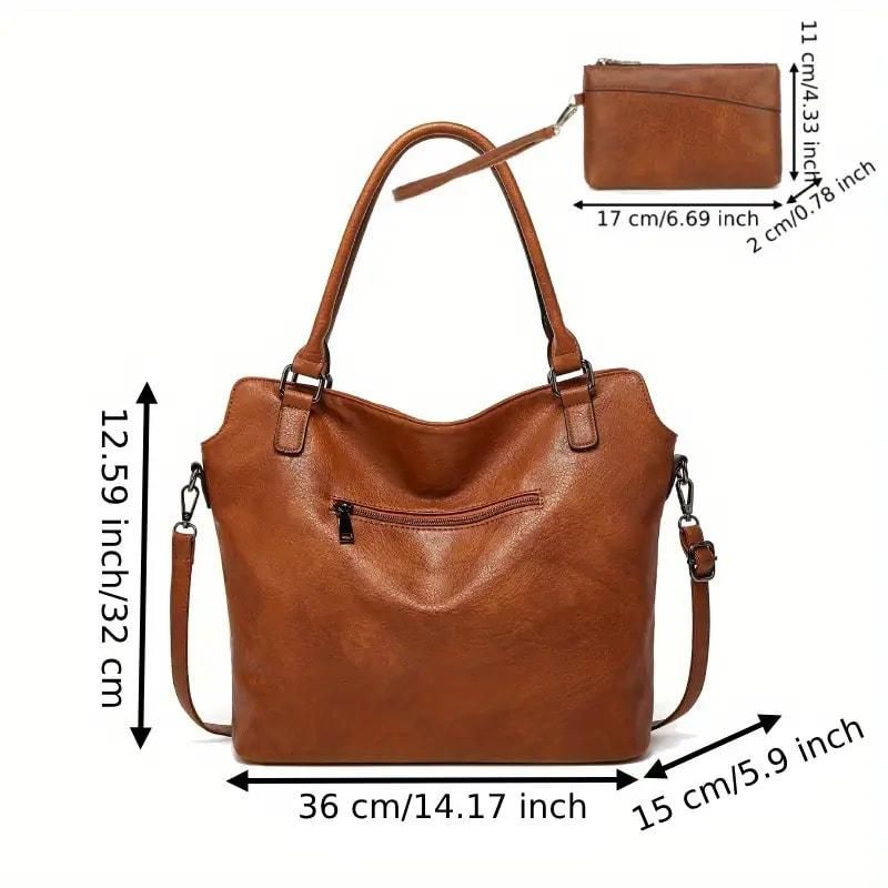 Tote Bags For Women PU Leather Hobo Bags for Women Purse Stylish 2 in 1 Handbags with Shoulder Strap Ladies Office Bag c5fu54-ny