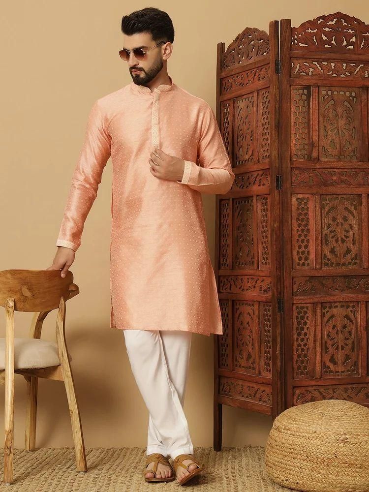 Men's Jacquard Solid Kurta Pyajama Set c5fu54-ny