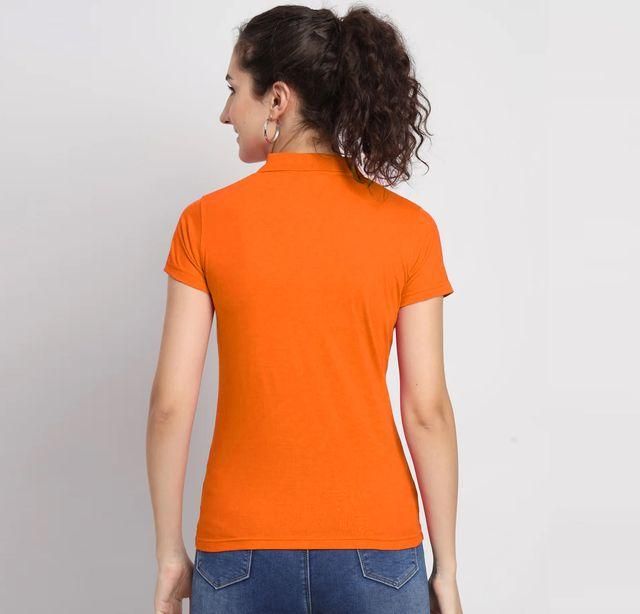 Ketex Orange Cotton Blend Polo Neck Tshirt c5fu54-ny