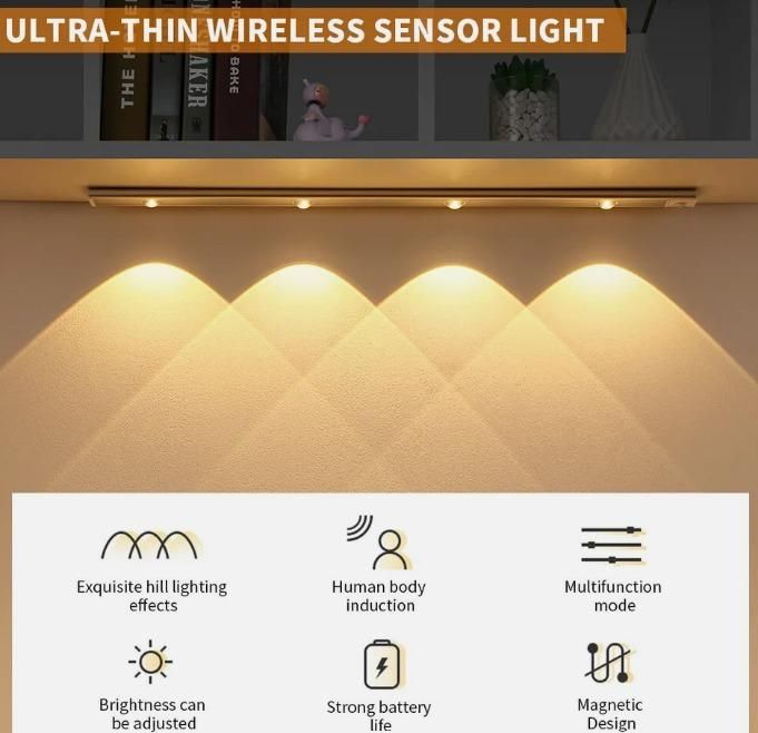 LED PIR Motion Sensor Cabinet With USB Rechargeble c5fu54-ny
