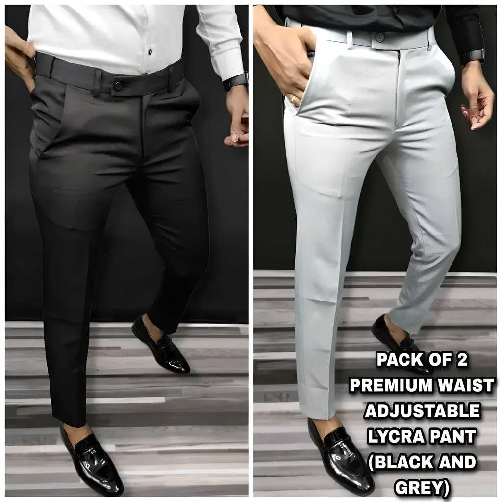 Premium Waist Adjustable Lycra Men's Trouser (Pack of 2) c5fu54-ny