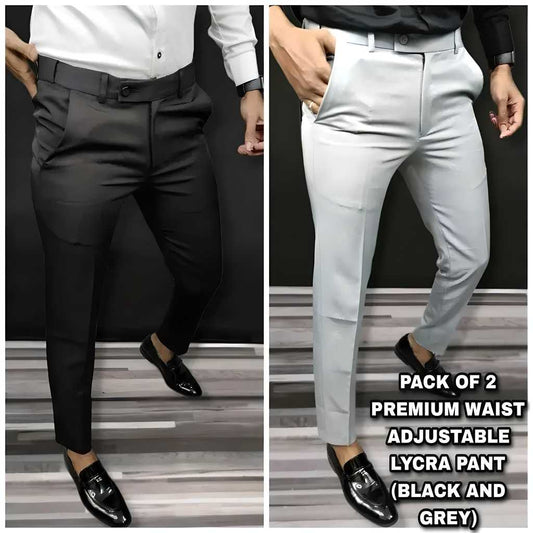 Premium Waist Adjustable Lycra Men's Trouser (Pack of 2) c5fu54-ny