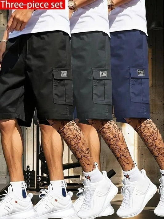 Men's Cotton Casual Cargo Shorts Pack of 3 c5fu54-ny