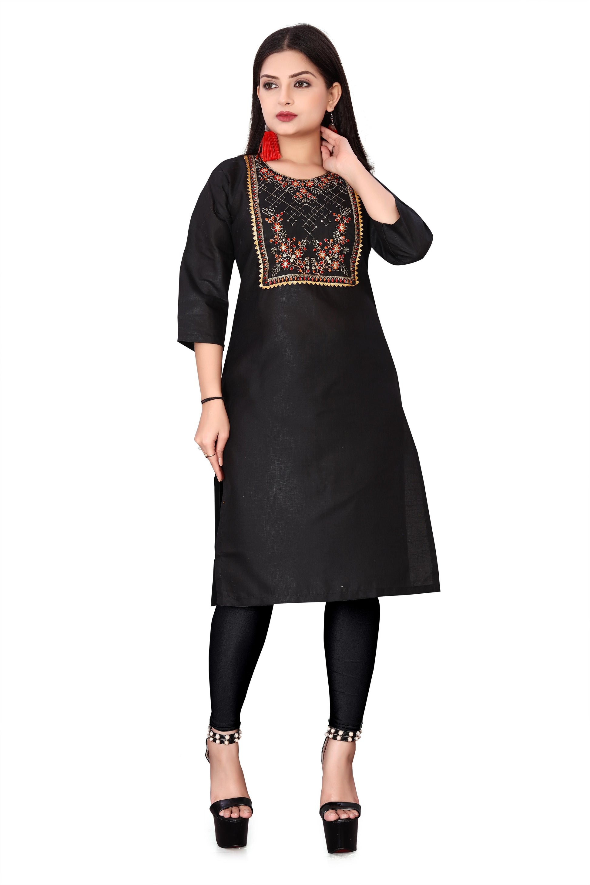 Women's Embroidery Cotton Slub Kurti c5fu54-ny