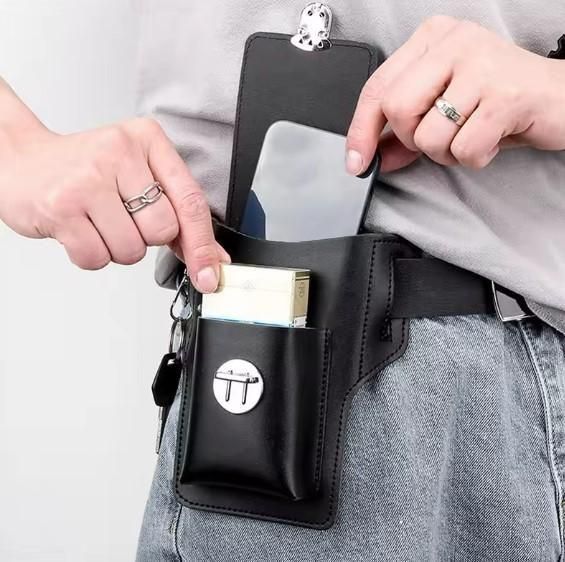 Multipurpose PU Leather Mobile Pouch with Belt Loop c5fu54-ny