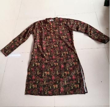Olive Green Silk Printed Festive Kurta c5fu54-ny
