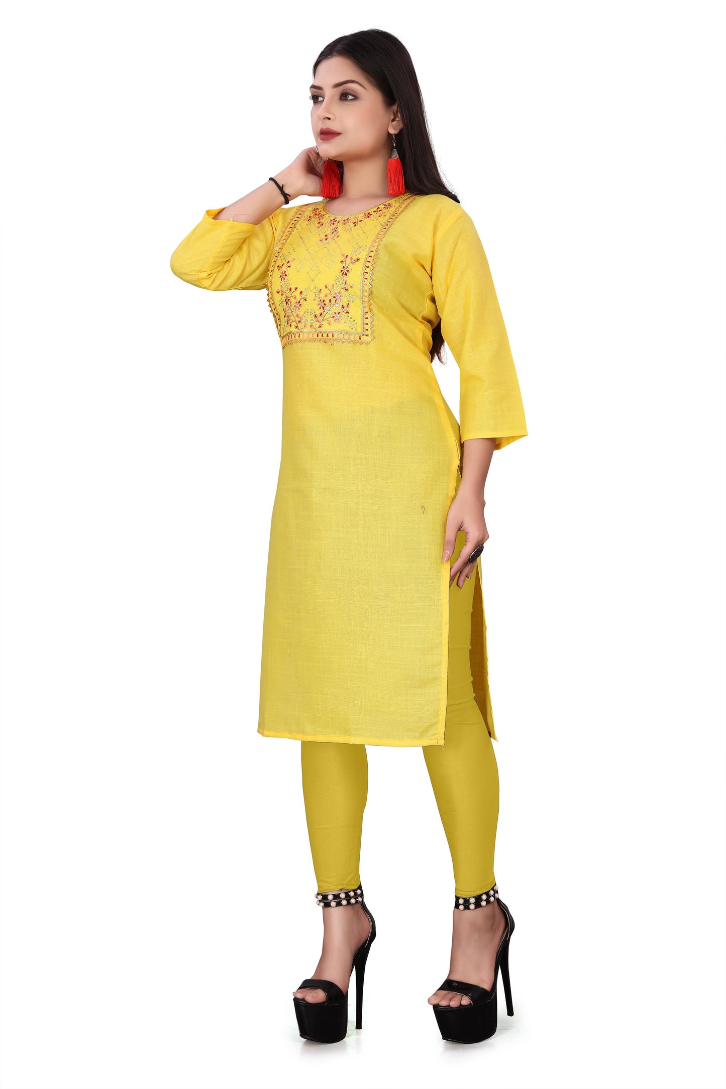 Women's Embroidery Cotton Slub Kurti c5fu54-ny