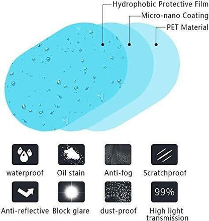 Car Mirror Rain Guard-Waterproof Anti Fog Car Film Rainproof Anti-Water Film Rear-View Mirror Film HD Nano Protective Clear Safe Driving Sticker c5fu54-ny