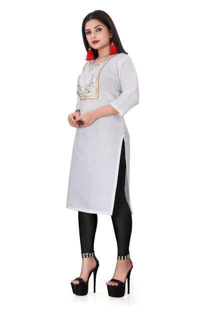 Women's Embroidery Cotton Slub Kurti c5fu54-ny