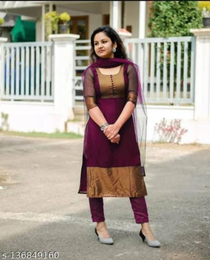 Premium Jacquard Chiffon Kurti Pant Sets c5fu54-ny