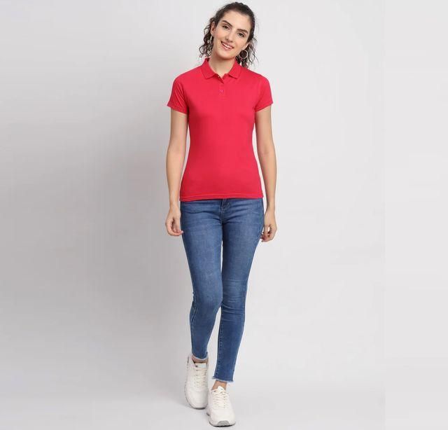 Ketex Red Cotton Blend Polo Neck Tshirt c5fu54-ny