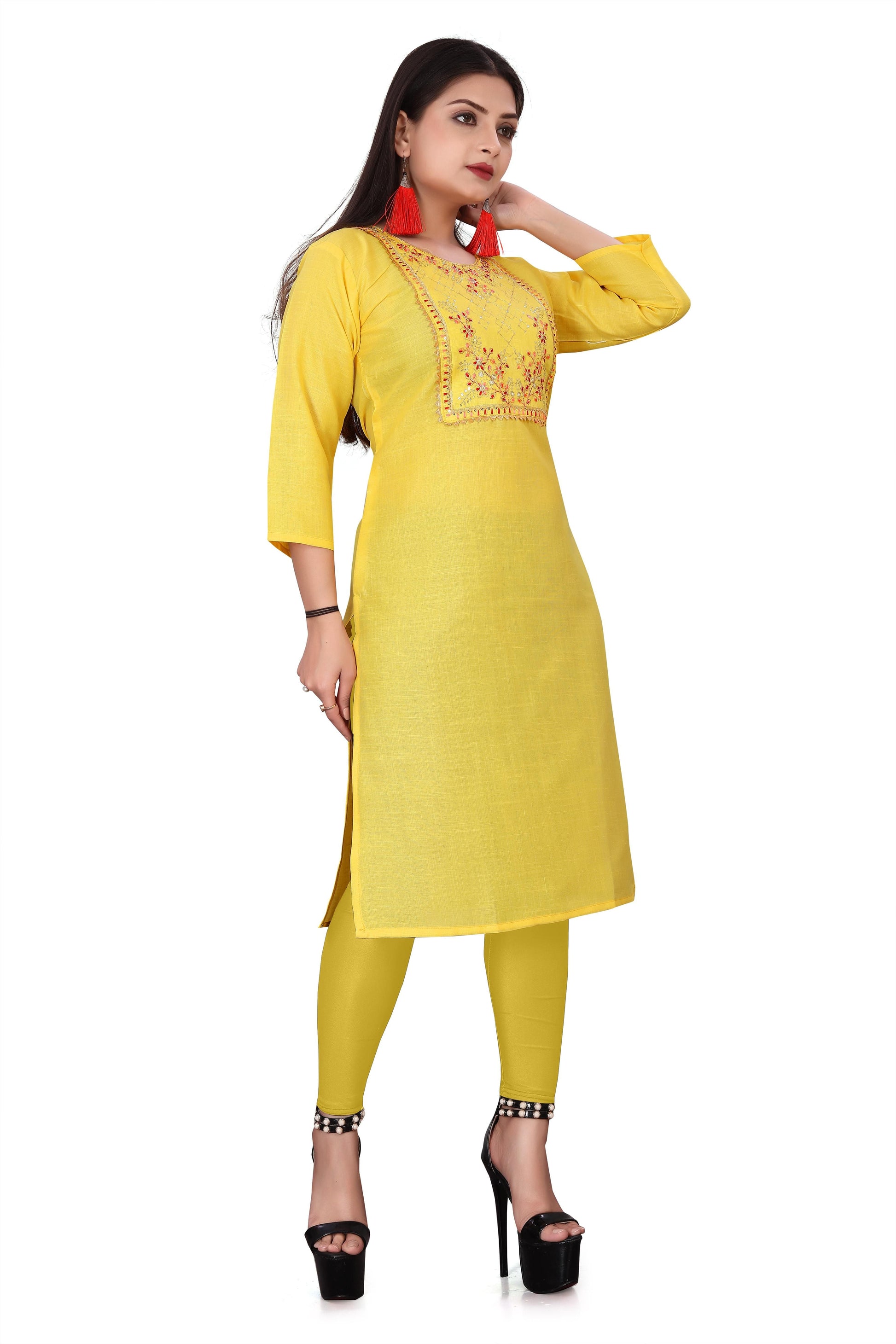 Women's Embroidery Cotton Slub Kurti c5fu54-ny