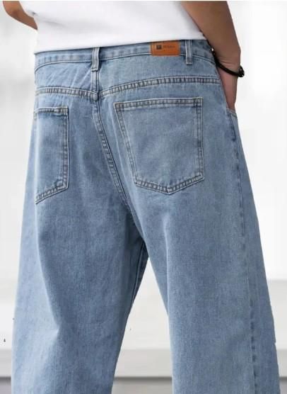Men's Loose Fit Mid Rise Light Blue Jeans c5fu54-ny