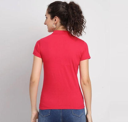 Ketex Red Cotton Blend Polo Neck Tshirt c5fu54-ny