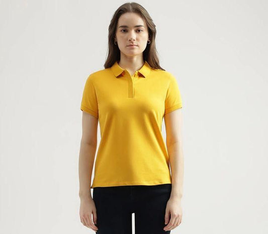Ketex Yellow Cotton Blend Polo Neck Tshirt c5fu54-ny