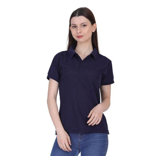 Ketex Navy Blue Cotton Blend Polo Neck Tshirt c5fu54-ny
