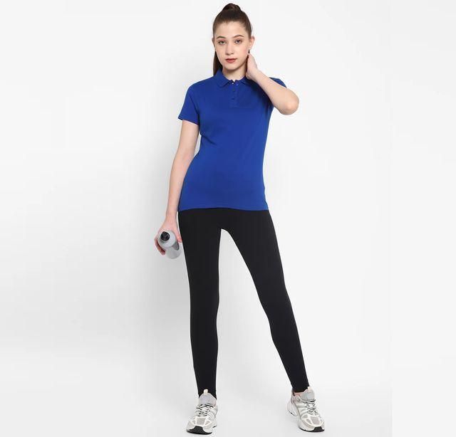 Ketex Royal Blue Cotton Blend Polo Neck Tshirt c5fu54-ny