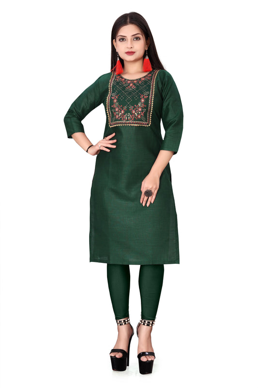 Women's Embroidery Cotton Slub Kurti c5fu54-ny