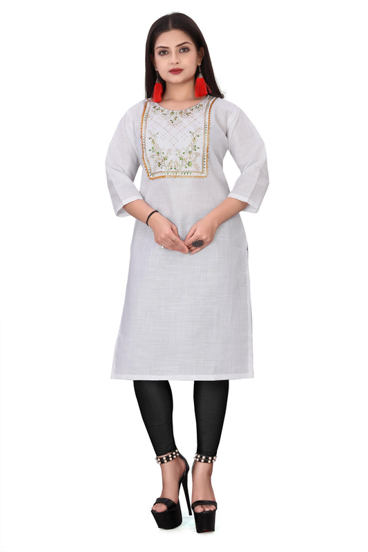Women's Embroidery Cotton Slub Kurti c5fu54-ny