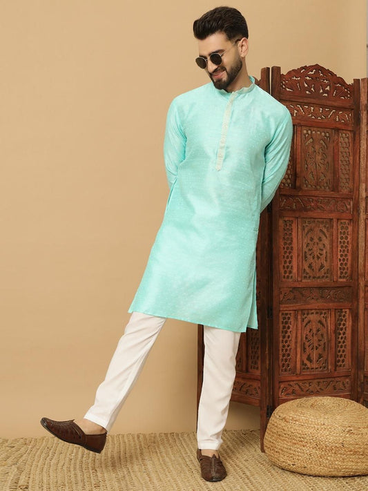 Men's Jacquard Solid Kurta Pyajama Set c5fu54-ny