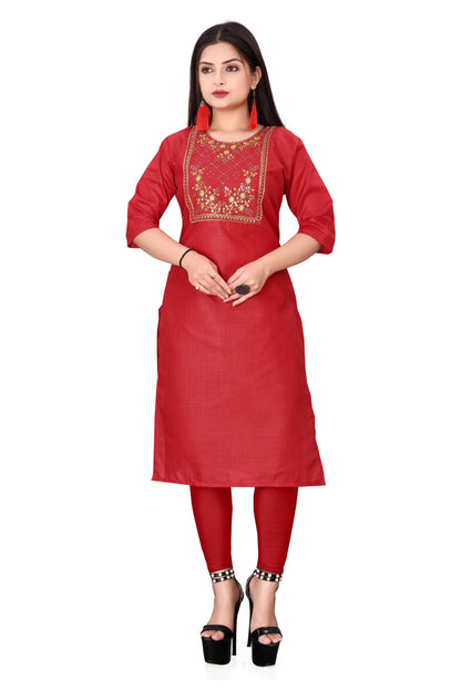 Women's Embroidery Cotton Slub Kurti c5fu54-ny
