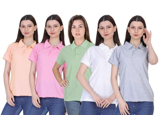 Ketex Cotton Blend Polo Neck T-shirt (Pack Of 5) c5fu54-ny