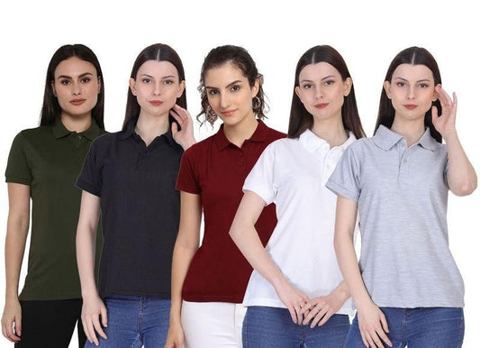 Ketex Cotton Blend Polo Neck T-shirt (Pack Of 5) c5fu54-ny