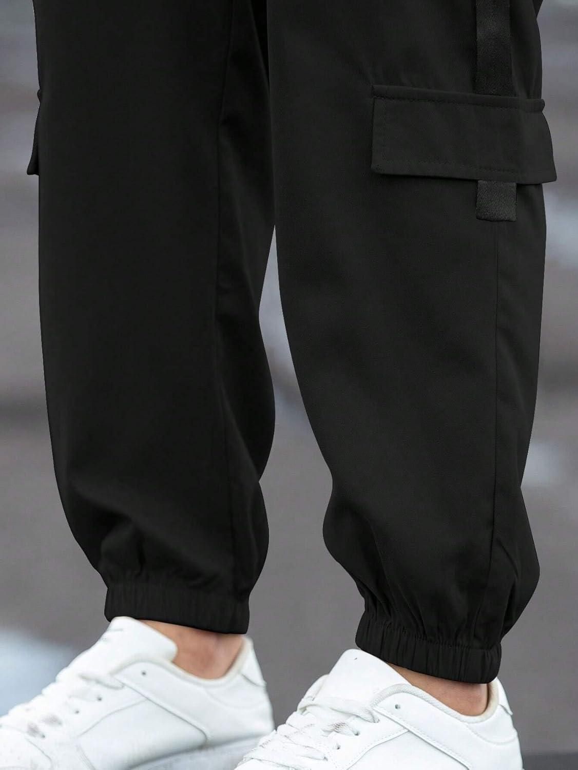 Men's Solid Cargo Pant Black c5fu54-ny
