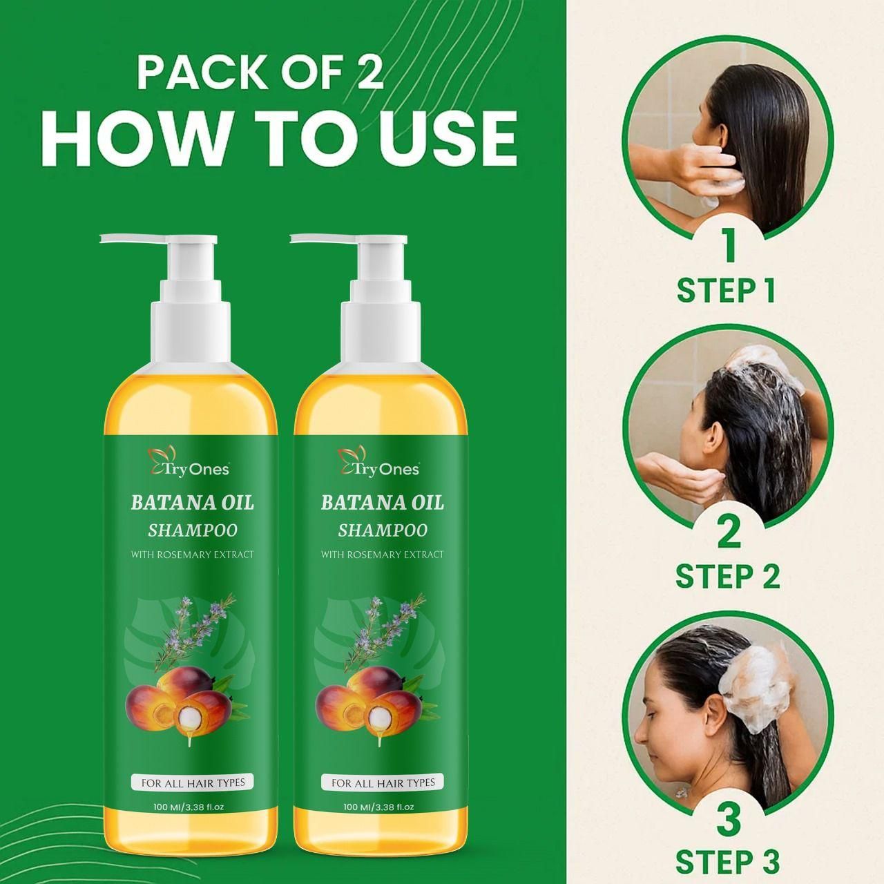 TryOnes BATANA OIL SHAMPOO with Rosemary Extract (Pack of 2) c5fu54-ny