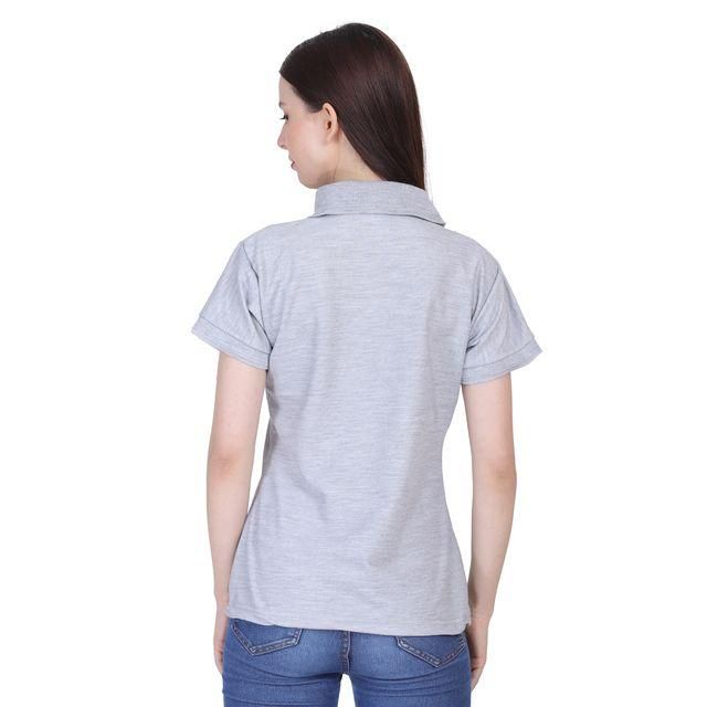 Ketex Grey Cotton Blend Polo Neck Tshirt c5fu54-ny
