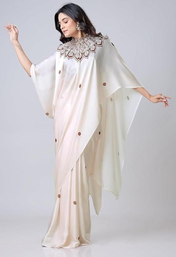 Satin Silk Printed Kaftan Saree With Unstitched Blouse c5fu54-ny