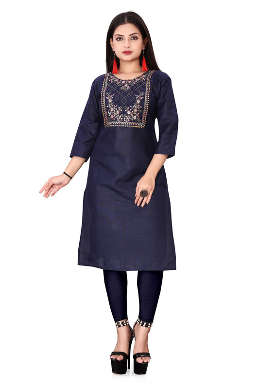 Women's Embroidery Cotton Slub Kurti c5fu54-ny