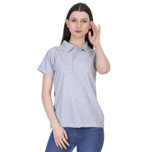 Ketex Grey Cotton Blend Polo Neck Tshirt c5fu54-ny