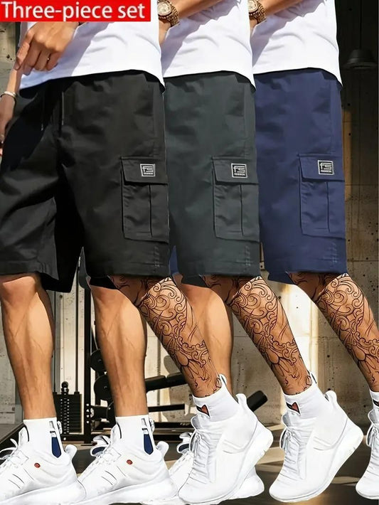 Men's Cotton Casual Cargo Shorts Pack of 3 c5fu54-ny