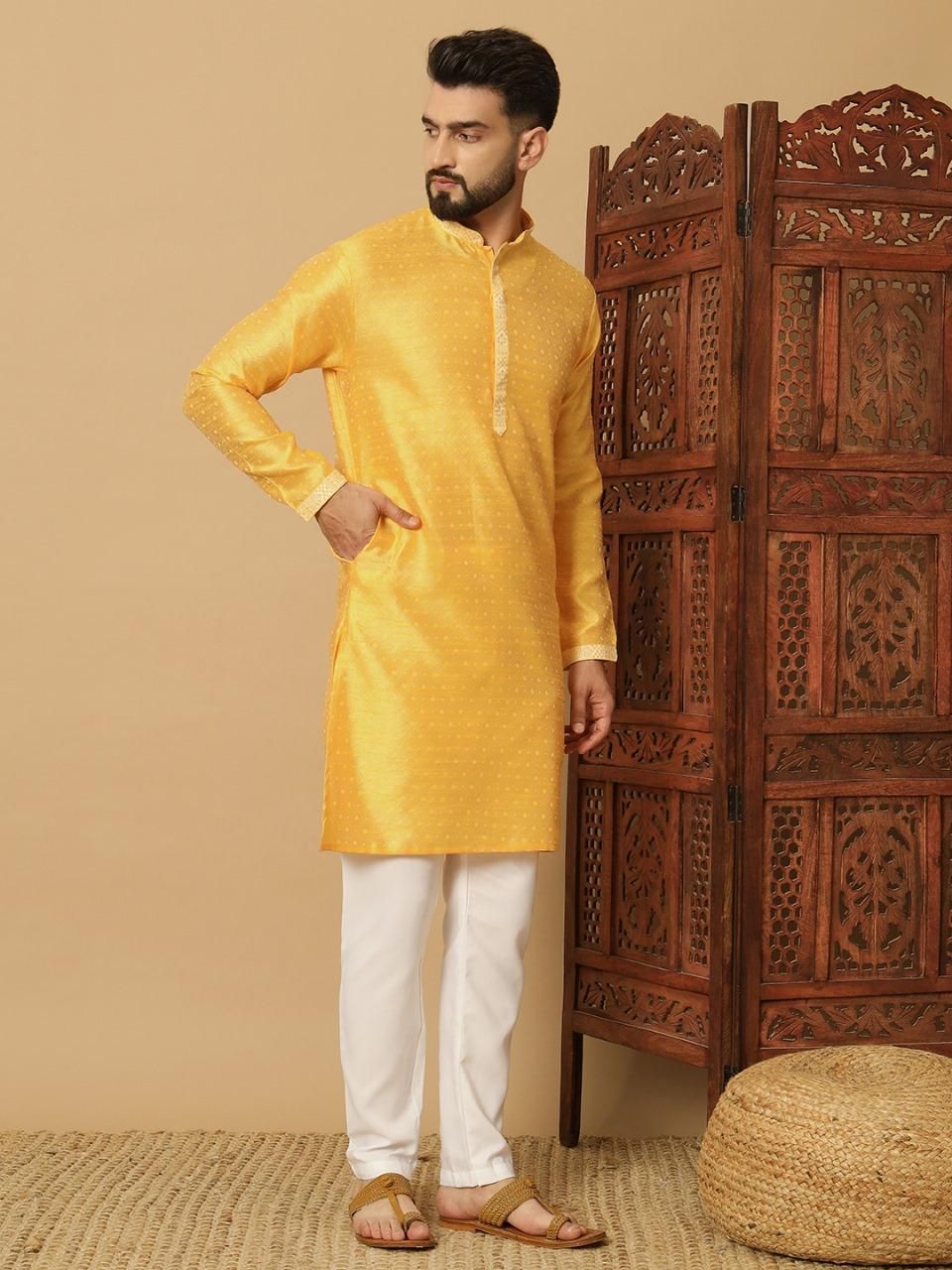 Men's Jacquard Solid Kurta Pyajama Set c5fu54-ny