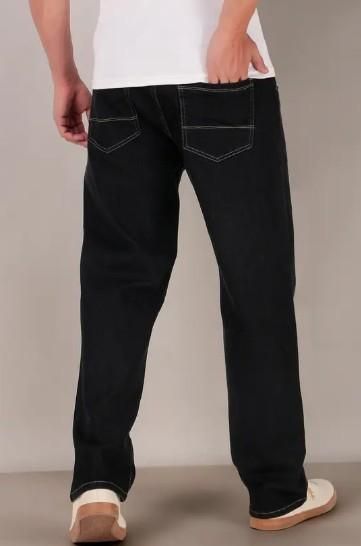 Men's Loose Fit Mid Rise Black Jeans c5fu54-ny